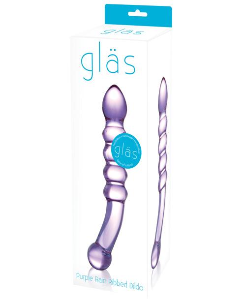 Glas Purple Rain Ribbed Glass Dildo Gläs