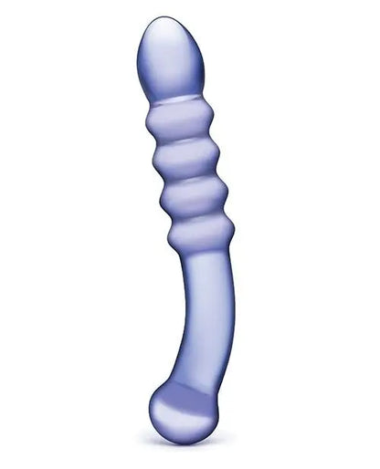 Glas Purple Rain Ribbed Glass Dildo Gläs