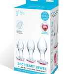 Glas 3 Pc Heart Jewel Glass Anal Training Kit Gläs
