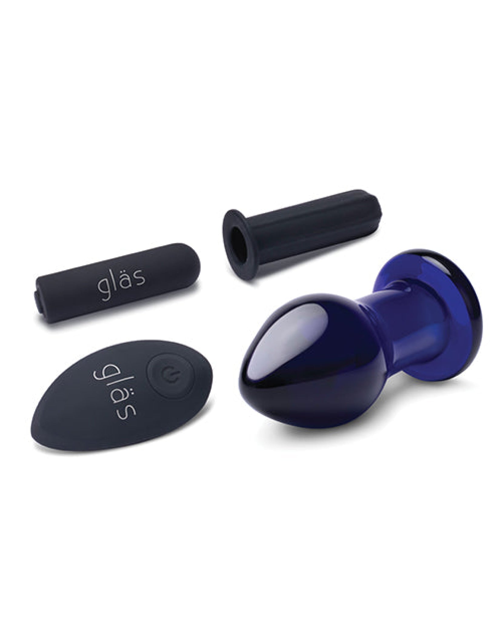 Glas 3.5" Rechargeable Vibrating Butt Plug - Blue Gläs