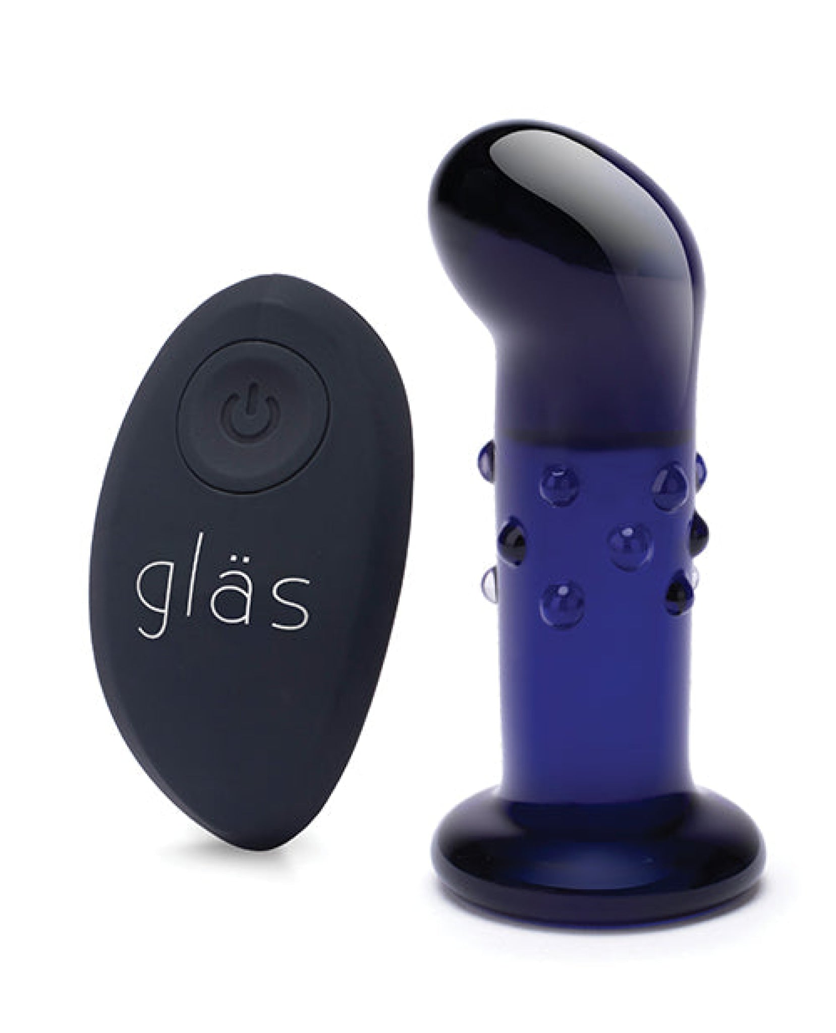 Glas 4" Rechargeable Vibrating Dotted G Spot/p Spot Plug - Blue Gläs