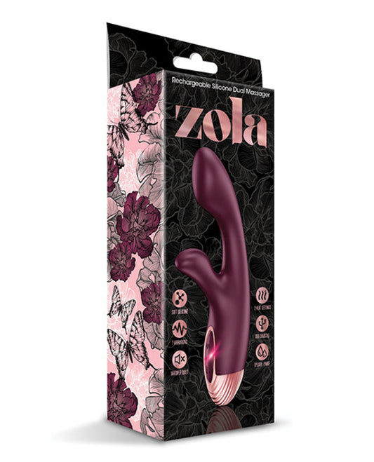 Zola Rechargeable Silicone Dual Massager - Burgundy-rose Gold Zola 1657