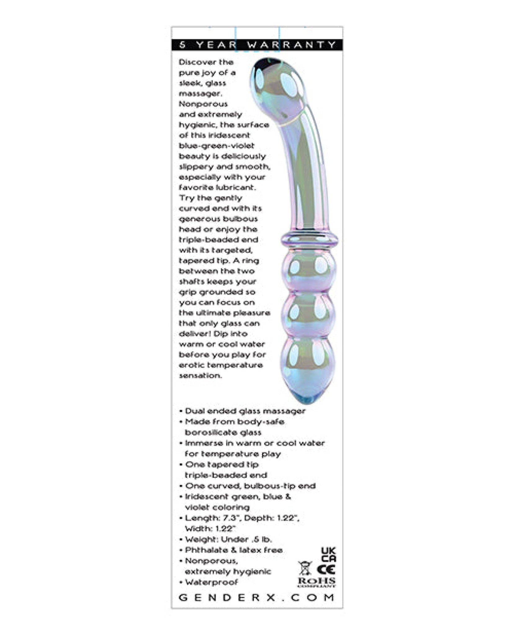 Gender X Lustrous Galaxy Wand Dual Ended Glass Massager - Green Gender X