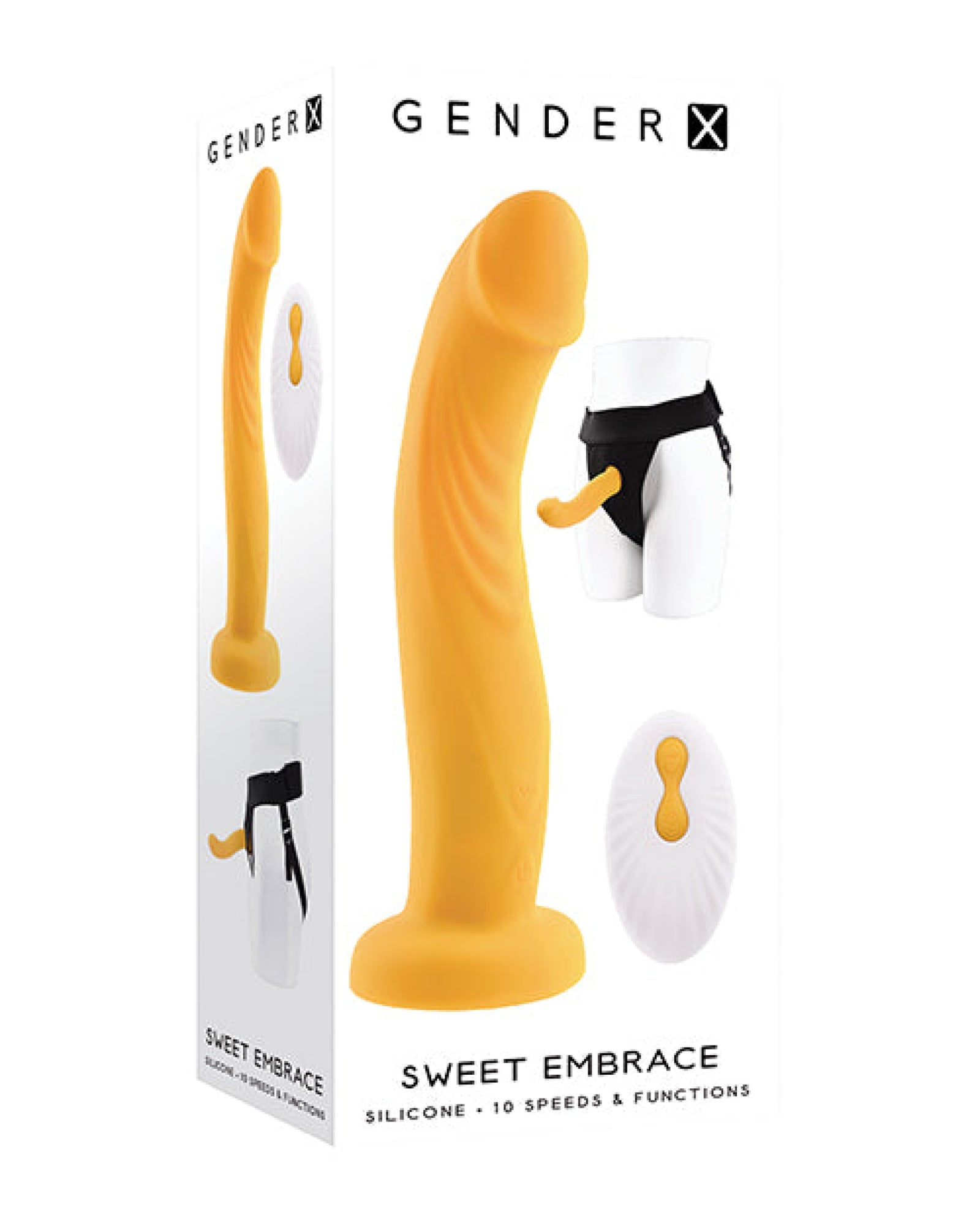 Gender X Sweet Embrace Dual Motor Strap On Vibe W-harness - Yellow Gender X