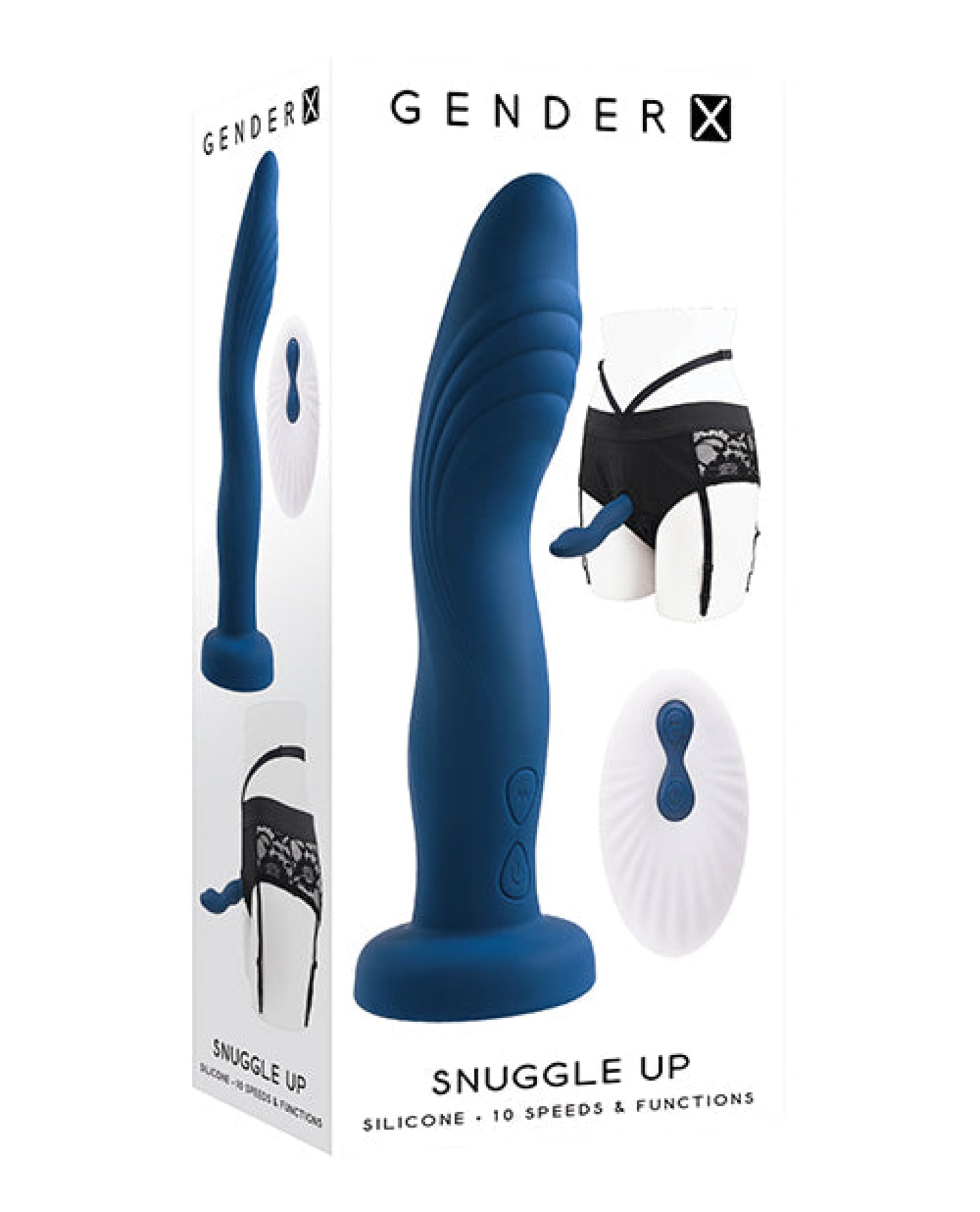 Gender X Snuggle Up Dual Motor Strap On Vibe W-harness - Blue Gender X