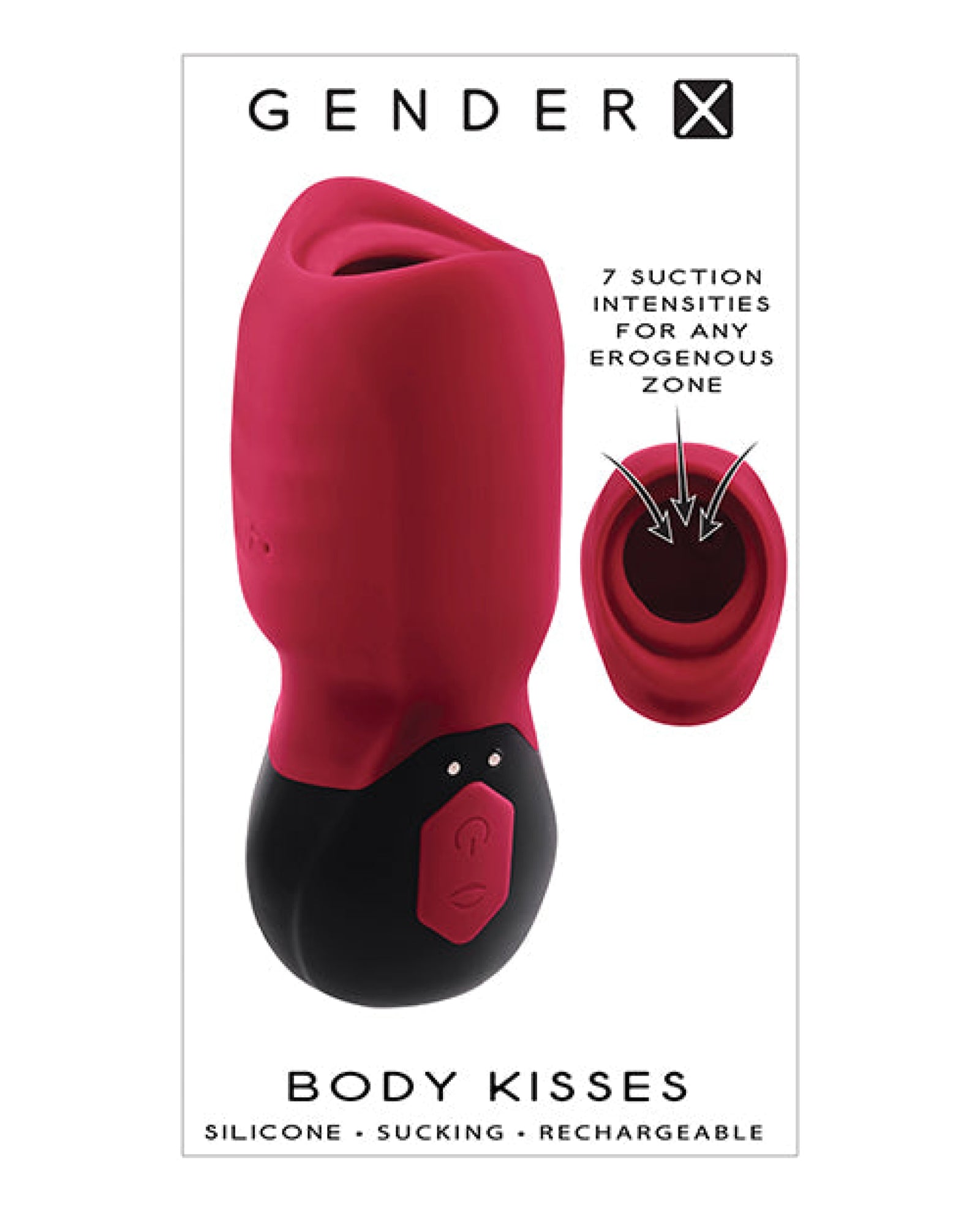 Gender X Body Kisses Vibrating Suction Massager - Red-black Gender X