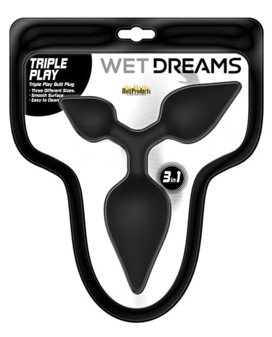 Wet Dreams Triple Play Anal Plug - Black Hott Products 1657
