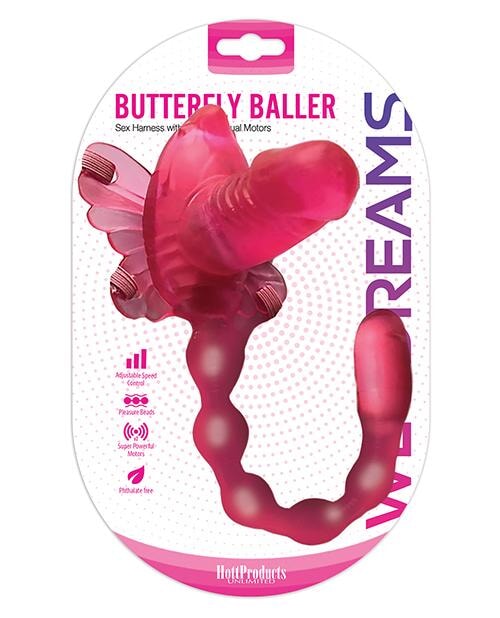 Wet Dreams Butterfly Baller Sex Harness W-dildo - Pink Hott Products