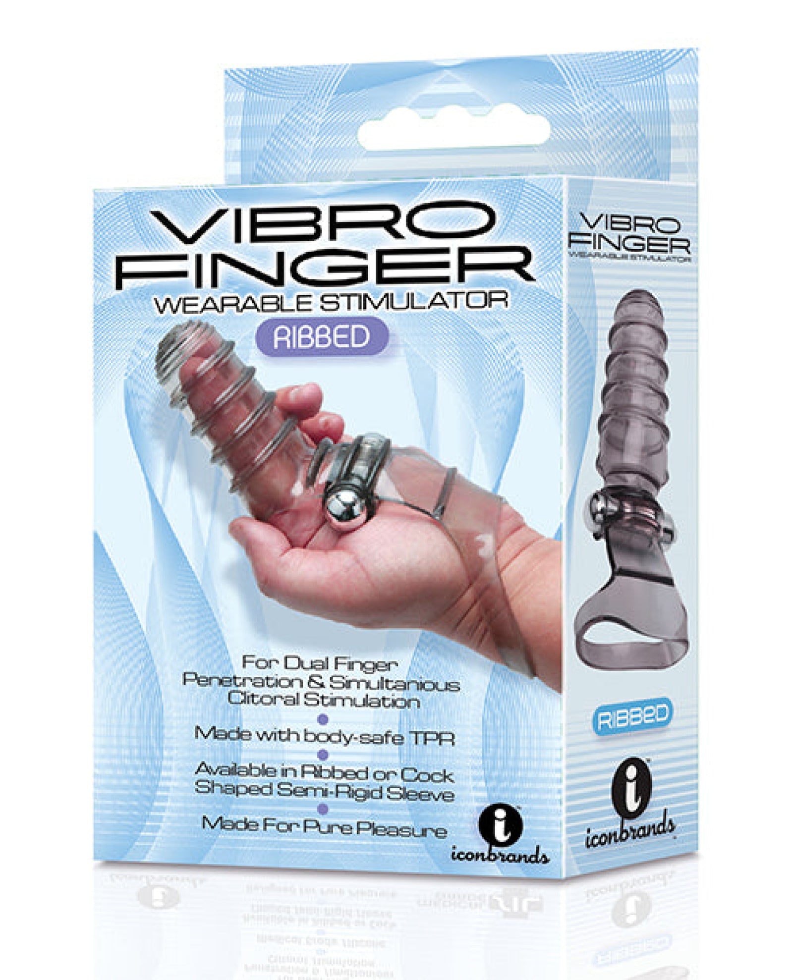 The 9's Vibrofinger Ribbed Finger Massager - Grey Icon