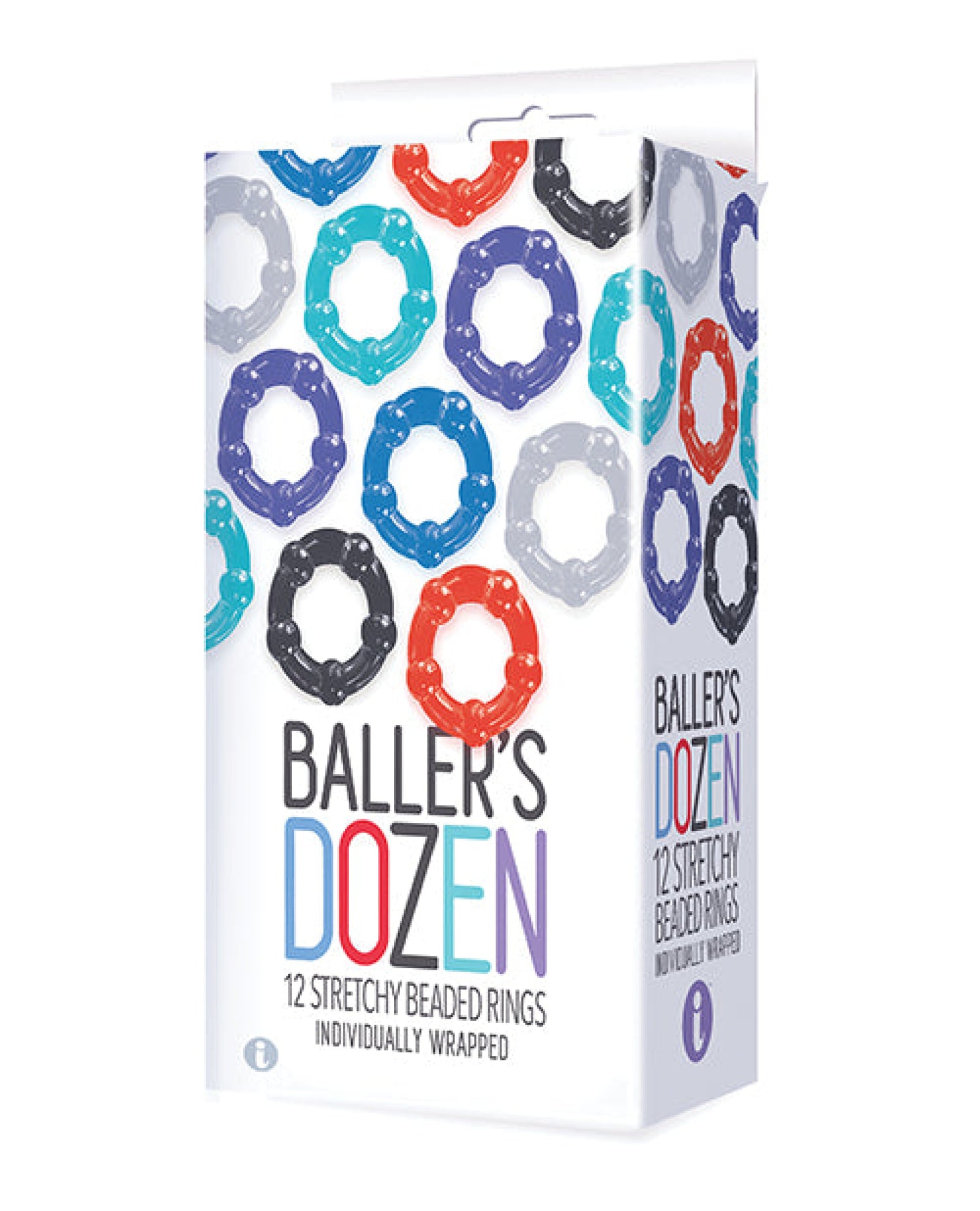 The 9's Baller's Dozen Beaded 12pc Cockring Set - Asst. Colors Icon