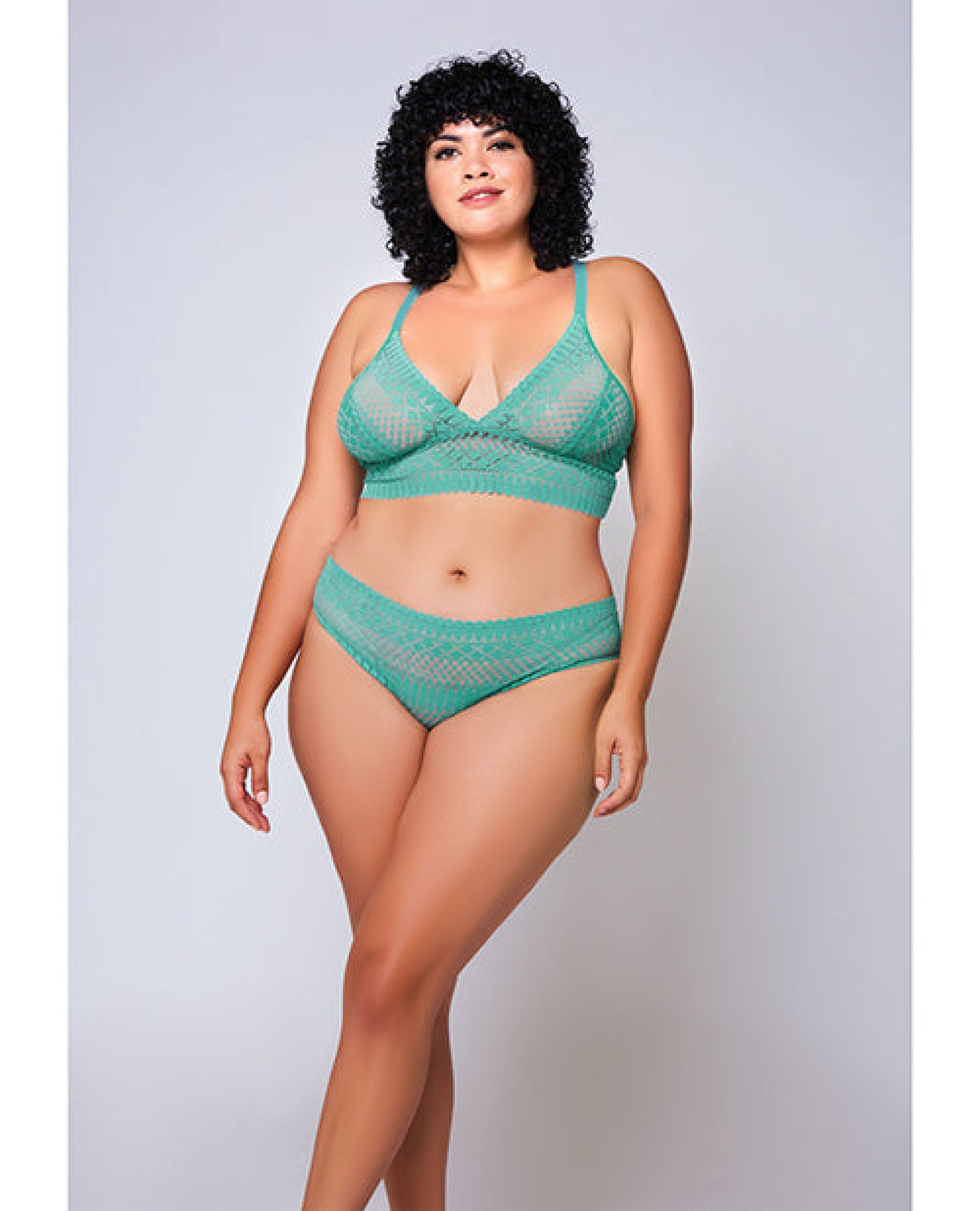 Geometric Lace Bralette & Hipster Teal Icollection
