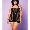Heart Of Chaos Seamless Chemise W-halter Strap & Vertical V Cut Outs Black Qn Icollection