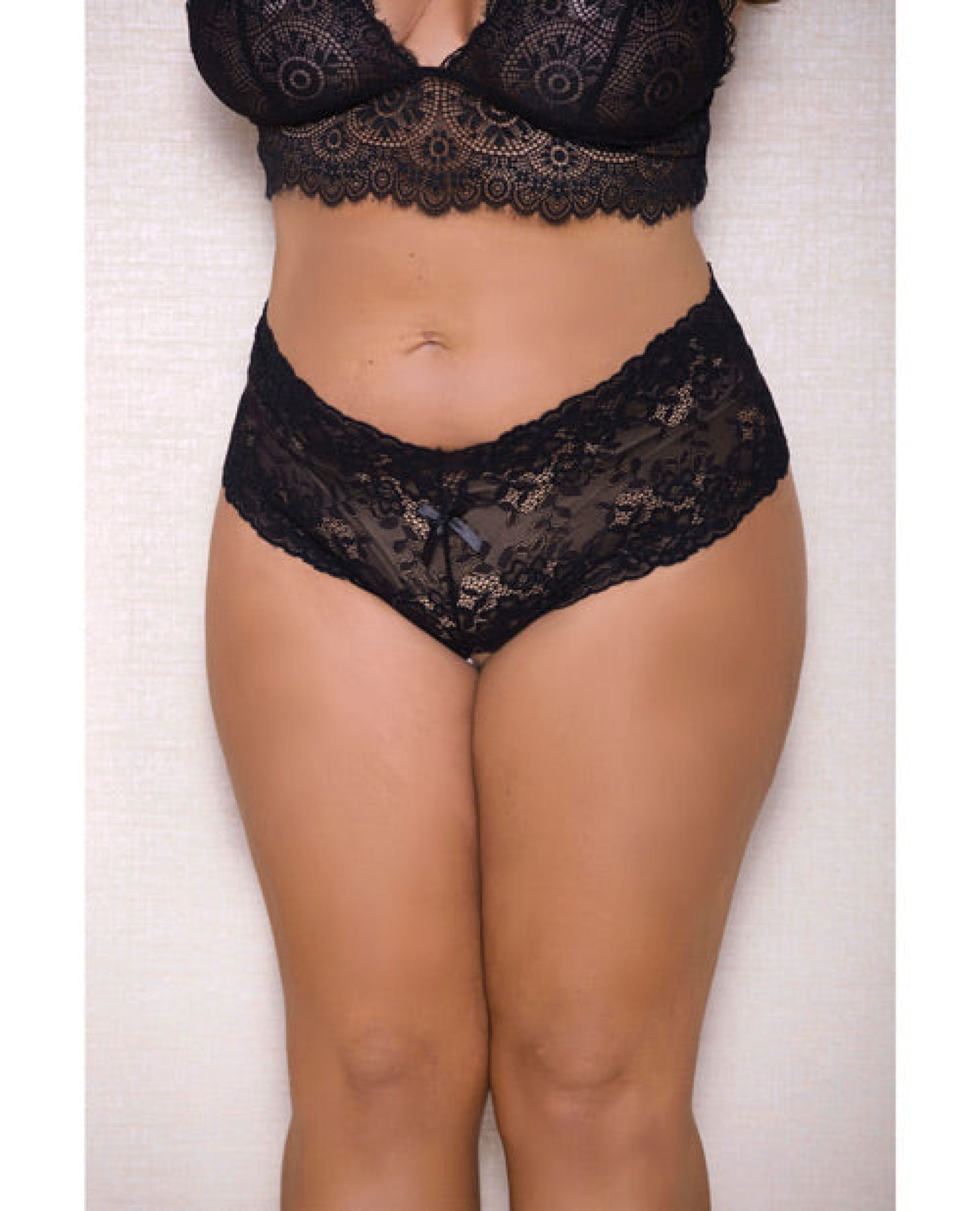 Lace & Pearl Boyshort W/satin Bow Accents Icollection