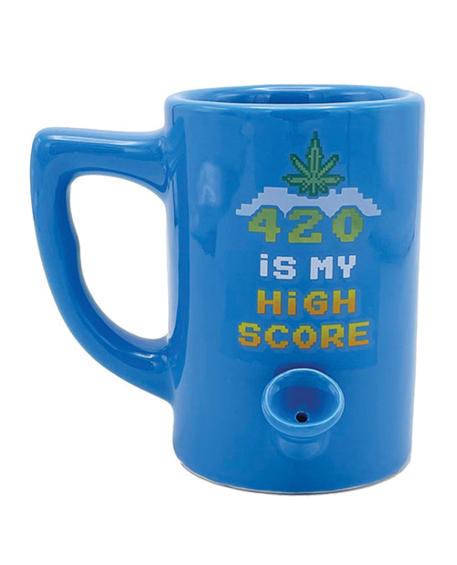 Wake & Bake 420 Is My High Score Coffee Mug - 10 Oz Blue Island Dogs
