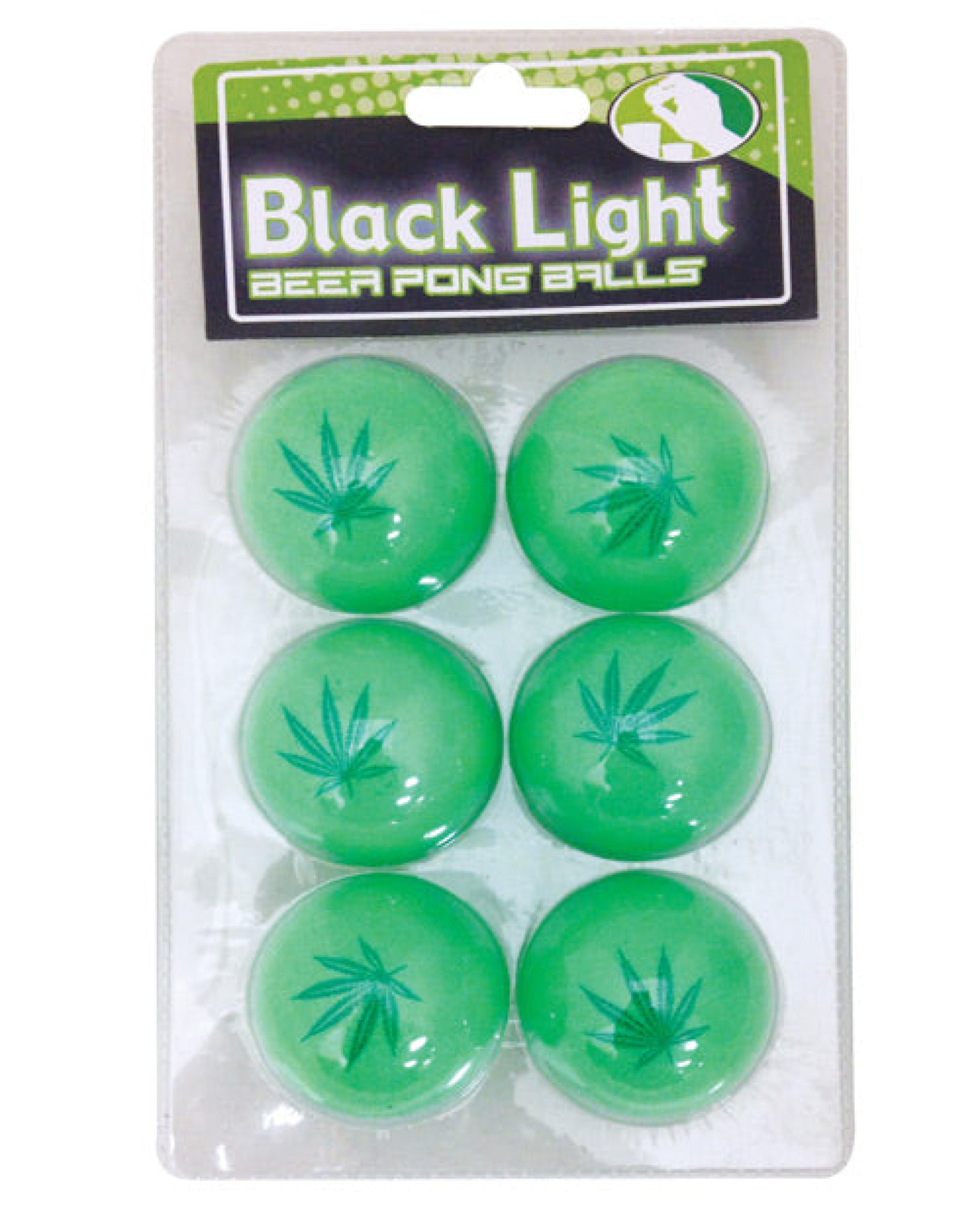 Pot Leaf Black Light Pong Balls - Green Pack Of 6 Island Dogs