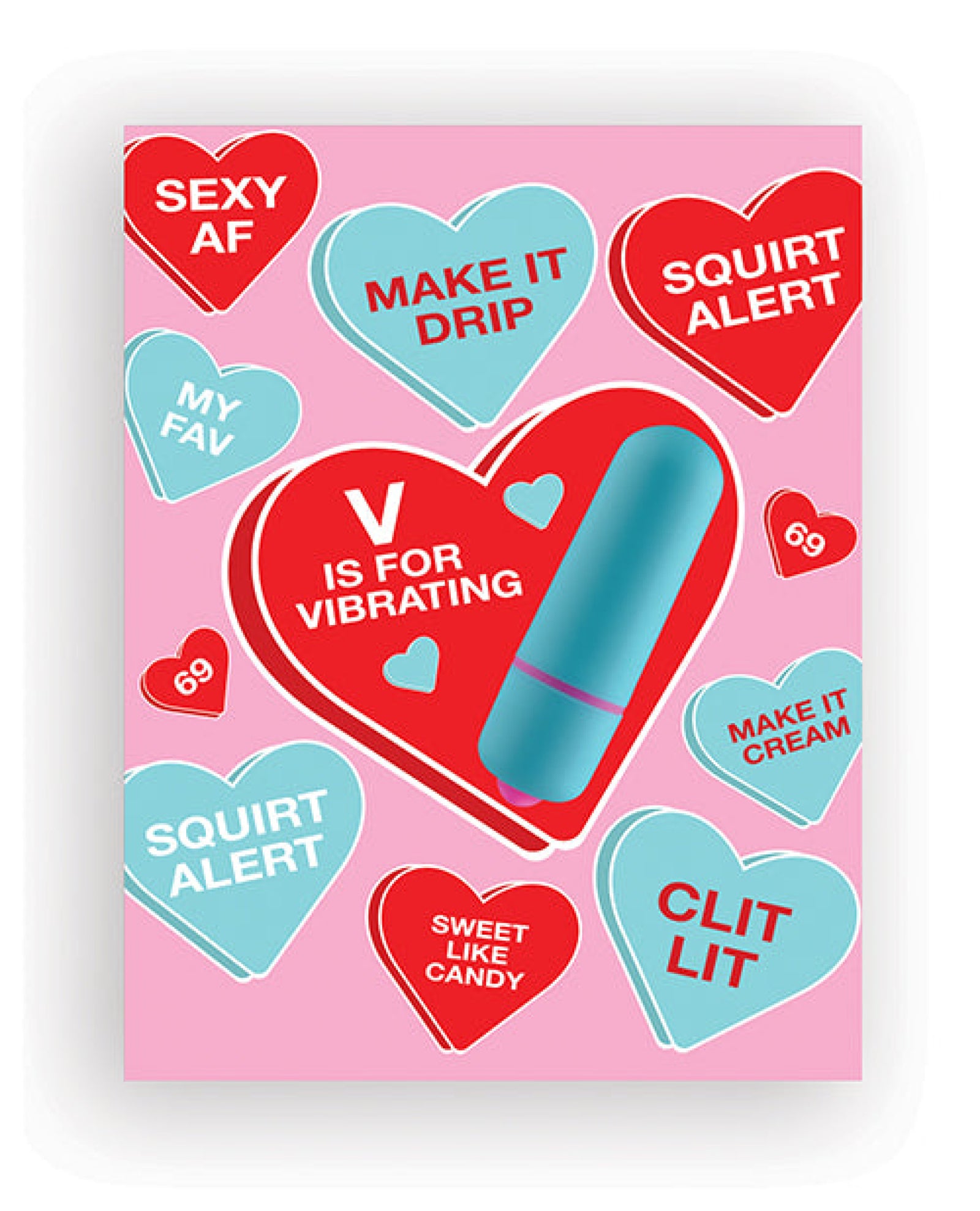 Vibe Hearts Naughty Greeting Card w/Rock Candy Vibrator & Fresh Vibes Towelettes Kush Kards