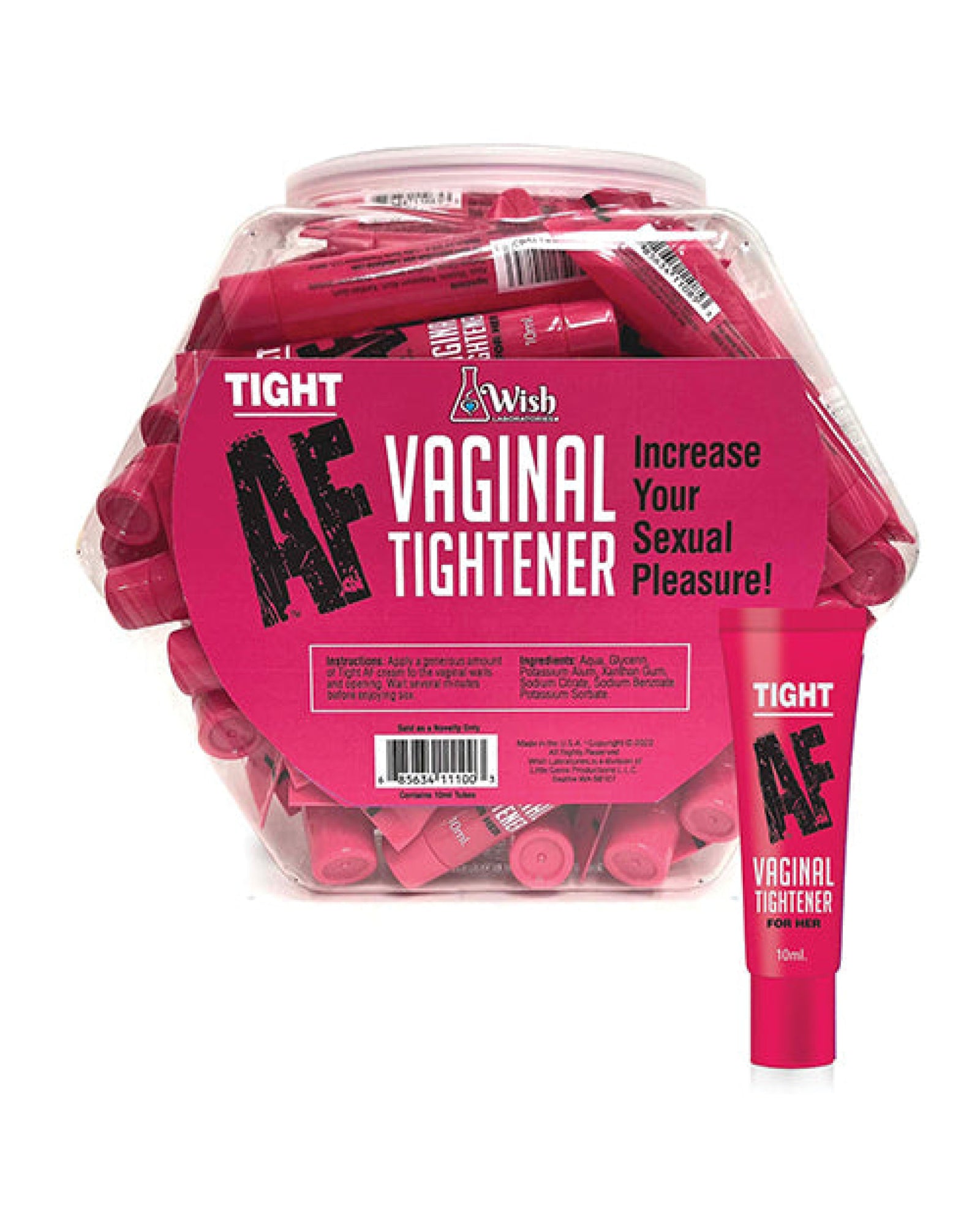 Tight AF Vaginal Tightener Cream 65 Pack Fishbowl - 10ml Little Genie