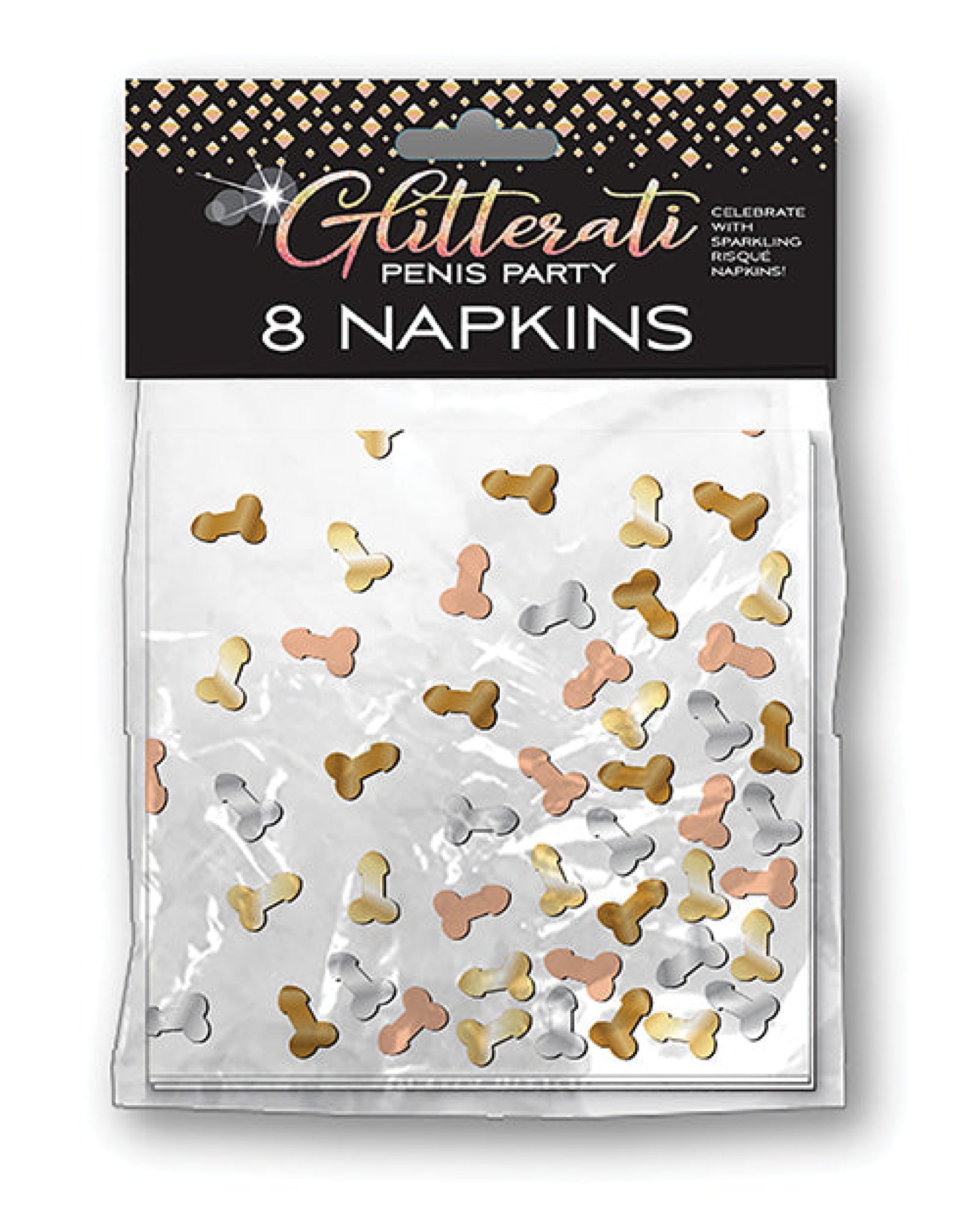Glitterati Penis Party Napkins - Pack Of 8 Little Genie