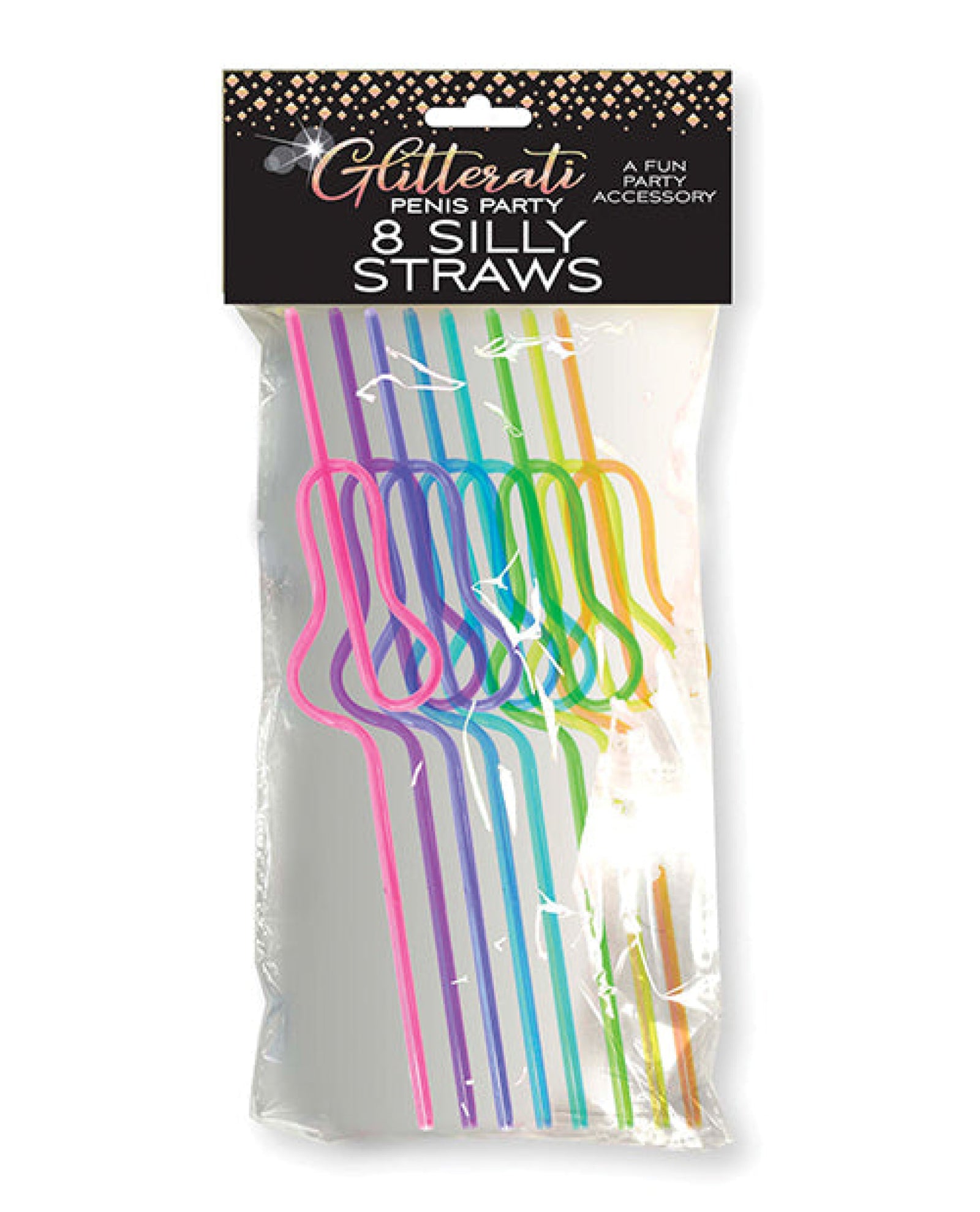 Glitterati Silly Penis Straws - Set Of 8 Little Genie