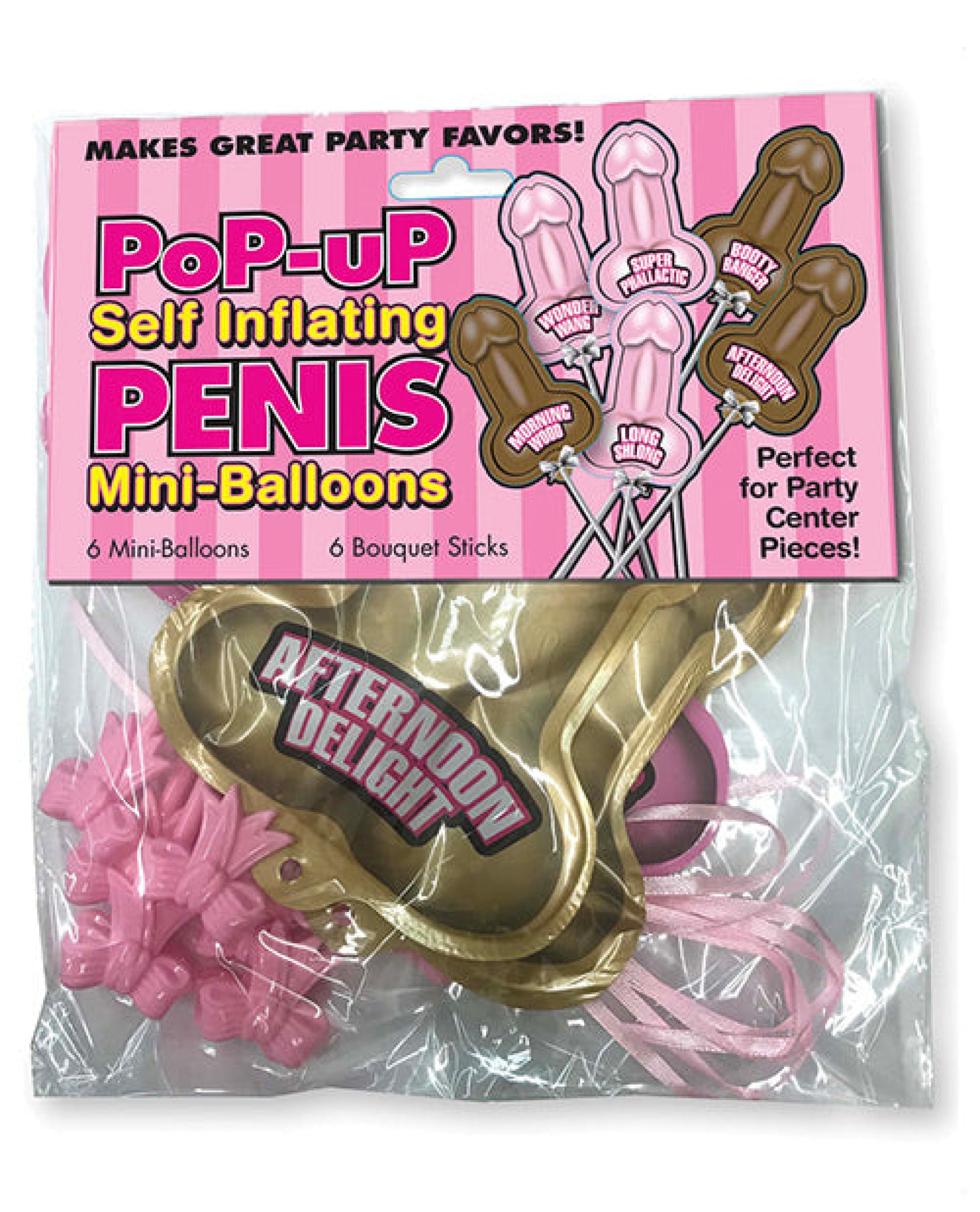 Pop Up Self Inflating Penis Mini Balloons - Pack Of 6 Little Genie
