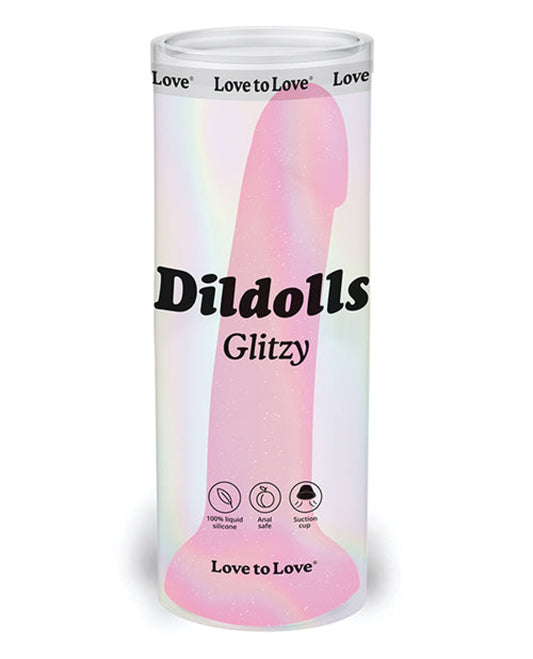 Love To Love Curved Suction Cup Dildolls Glitzy - Glitter Pink Love To Love 1657