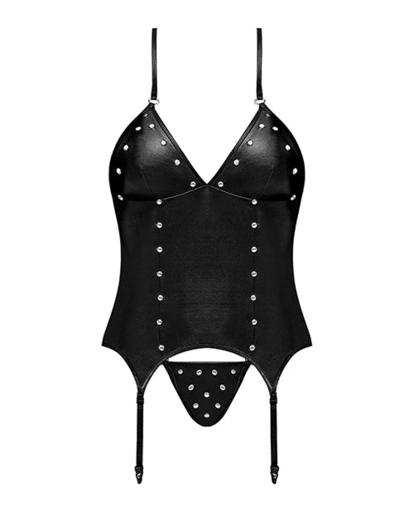 Lust Madame Corset W/metal Garters & G-string Black Comme Ci Comme Ca