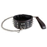 Sultra Lambskin 2 1-2" Studded Collar W-24" Chain - Black Sultra