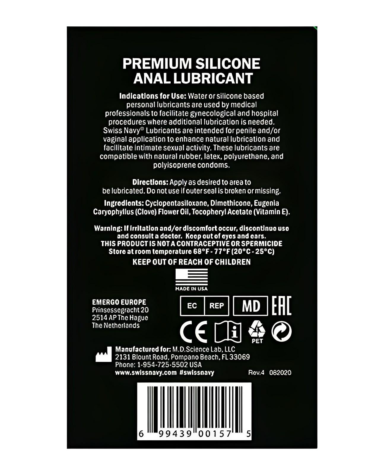 Swiss Navy Silicone Based Anal Lubricant Swiss Navy