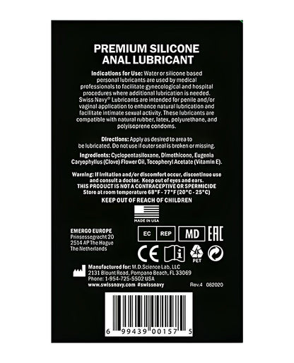 Swiss Navy Silicone Based Anal Lubricant Swiss Navy