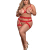 Risque Business Cupless Bra, Garter & Crotchless Panty Red Qn Magic Moments Int'l