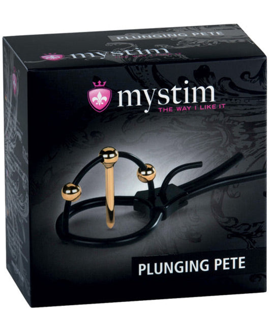 Mystim Plunging Pete W-corona Strap & Urethral Sound - Black-gold Mystim 1657