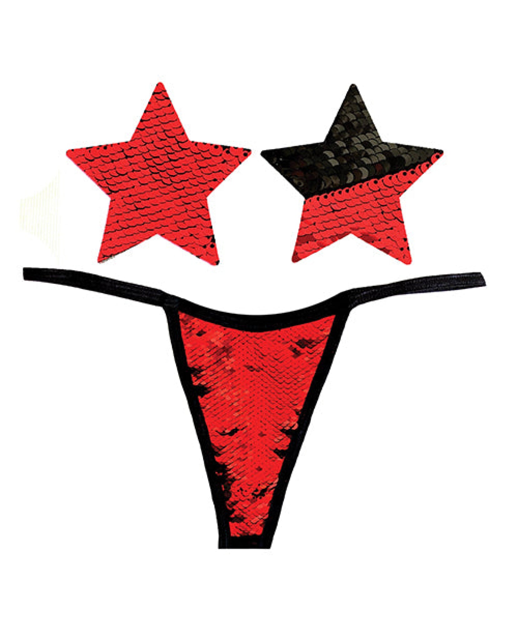 Neva Nude Naughty Knix Sookie Flip Sequin G-string & Pasties - Red/black O/s Neva Nude