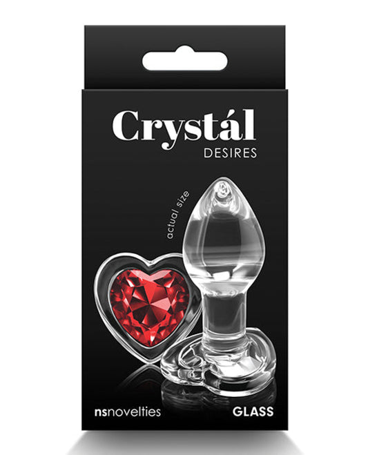 Crystal Desires Glass Heart Gem Butt Plug - Red Crystal 1657