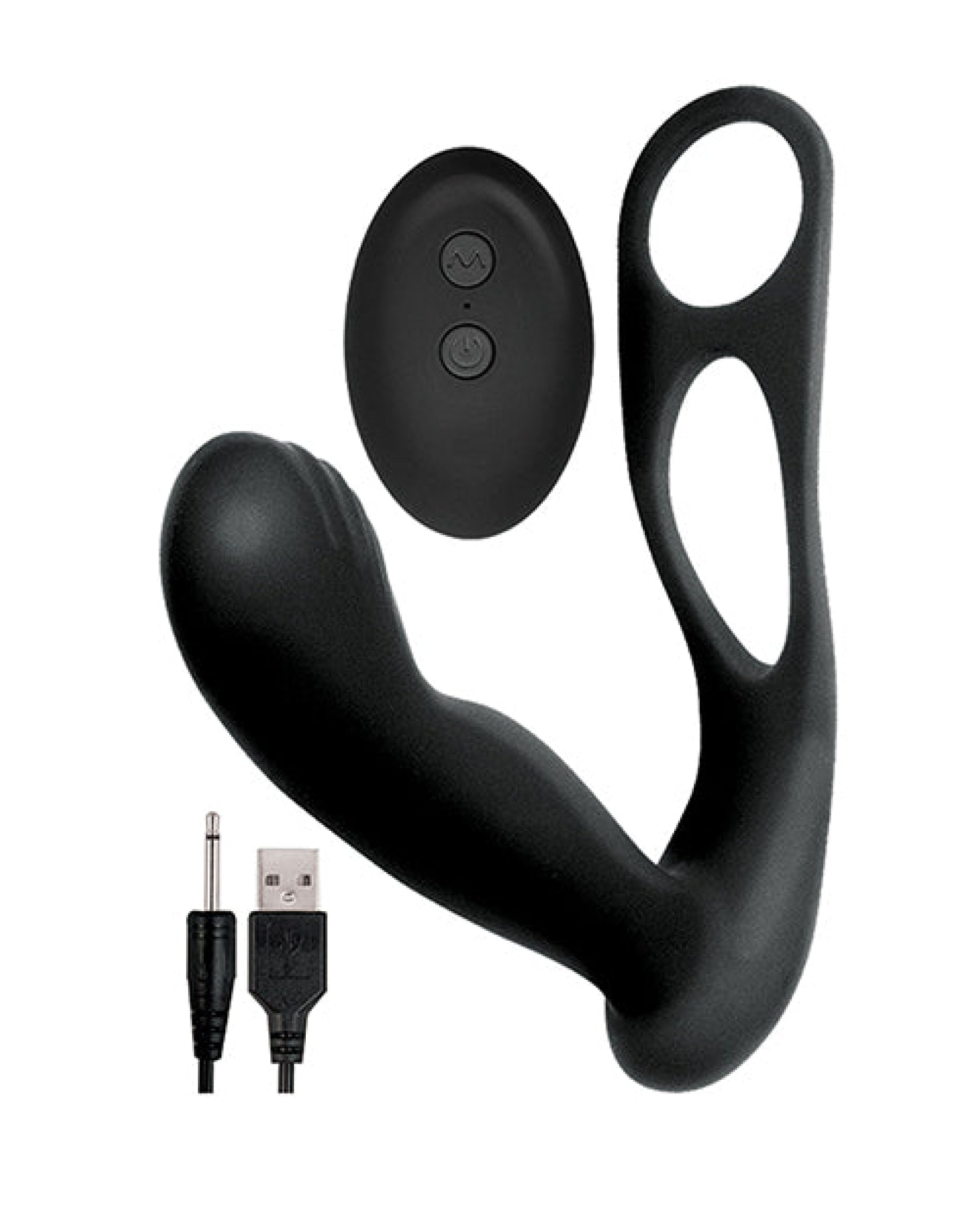 Butts Up Prostate Massager W-scrotum & Cockring - Black Nasstoys