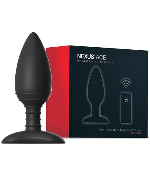 Nexus Ace Remote Control Butt Plug Medium - Black Nexus