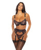 Azalea Underwire Embroidered Bra, Garter Belt & G-string Cheri Holiday/black Oh La La Cheri