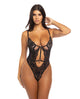 Femi Unlined Underwire Stretch Lace Teddy W/rhinestone Charm Black Oh La La Cheri
