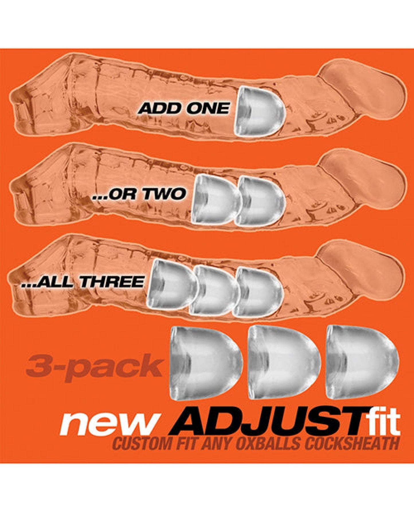 Oxballs Cocksheath Adjustfit Inserts - Pack Of 3 Clear Hunky Junk