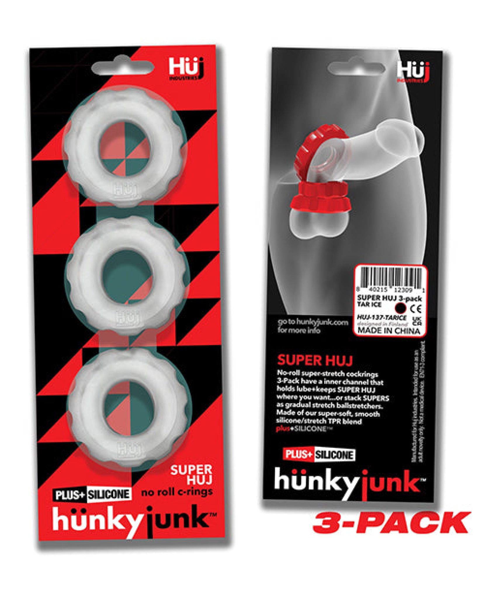 Hunky Junk Super Huj 3 Pack Cockrings - Ice Hunky Junk