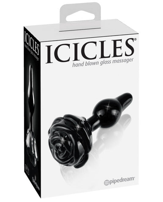 Icicles No. 77 Hand Blown Glass Rose Butt Plug - Black Pipedream® 1657