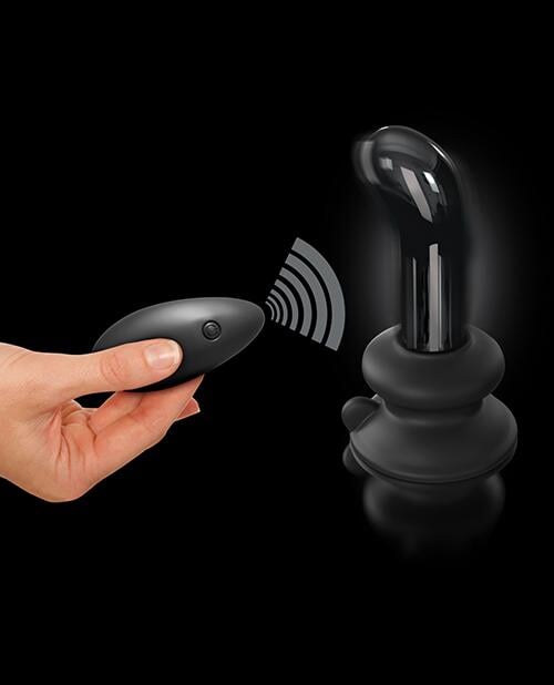 Icicles No. 84 Hand Blown Glass Vibrating Butt Plug W-remote - Black Pipedream®