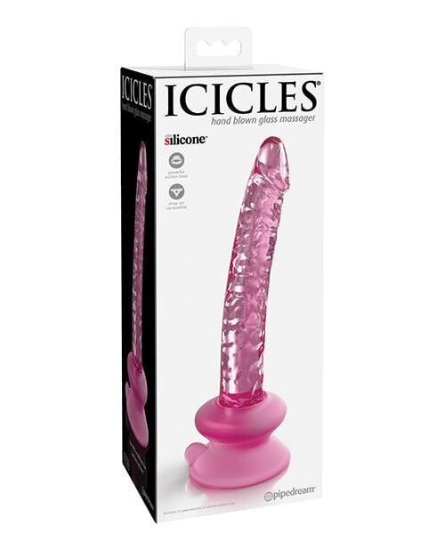 Icicles No. 86 Hand Blown Glass Massager W-suction Cup - Pink Pipedream®