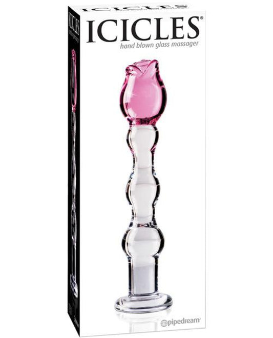 Icicles No. 12 Hand Blown Glass Massager - Clear W-rose Tip Pipedream® 1657