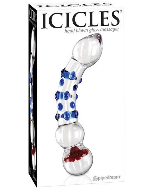 Icicles No. 18 Hand Blown Glass Massager - Clear W-blue Knobs Pipedream® 500