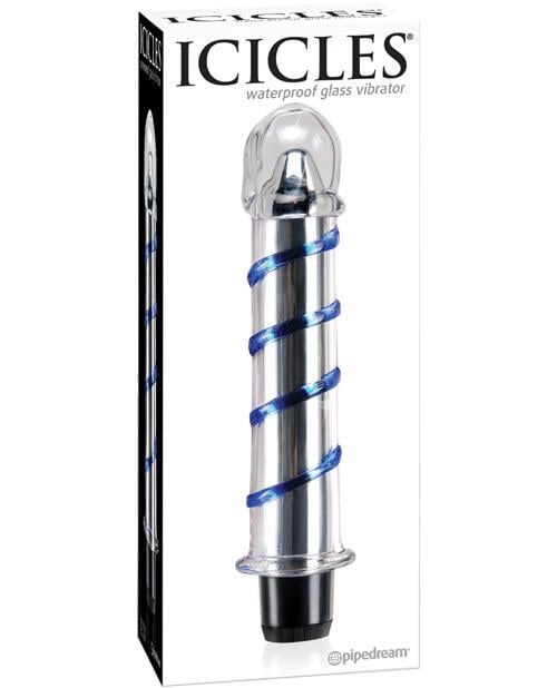 Icicles No. 20 Hand Blown Glass Vibrator Waterproof - Clear W-blue Swirls Pipedream®