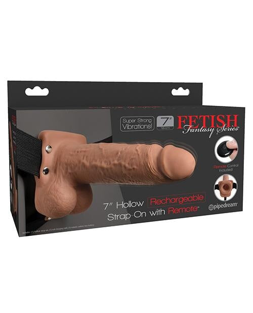 Fetish Fantasy Series 7" Hollow Rechargeable Strap On W-remote - Tan Pipedream®