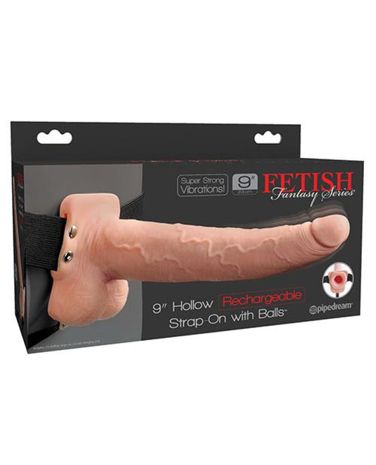 Fetish Fantasy Series 9" Hollow Rechargeable Strap On W-balls - Flesh Pipedream® 1657