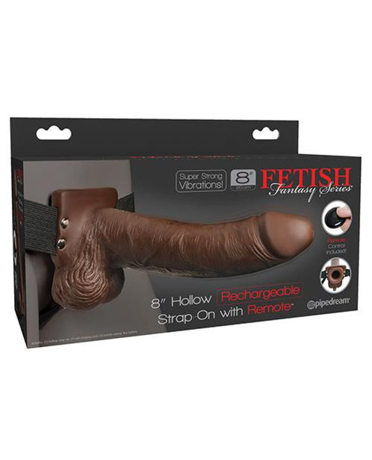 Fetish Fantasy Series 8" Hollow Rechargeable Strap On W-remote - Brown Pipedream® 500