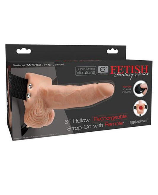 Fetish Fantasy Series 6" Hollow Rechargeable Strap On W-remote - Flesh Pipedream® 500