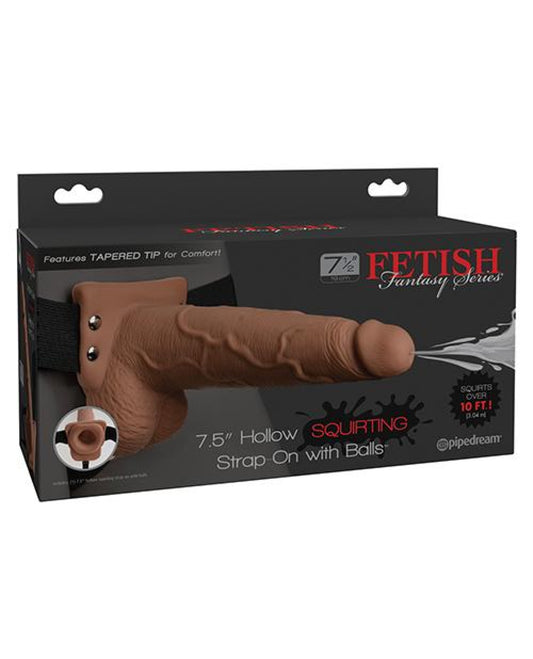 Fetish Fantasy Series 7.5" Hollow Squirting Strap On W-balls - Tan Pipedream® 500